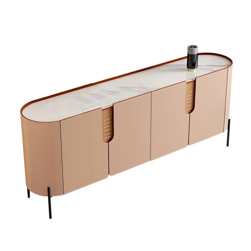 Servidor de comedor buffet de piedra moderno y contemporáneo con gabinetes Marron Clearhalo