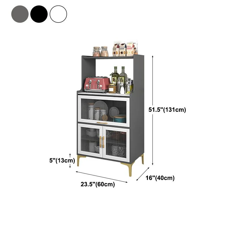 Servidor de comedor con encimera de piedra sinterizada, servidor de cocina de madera fabricada con puertas de vidrio Negro...