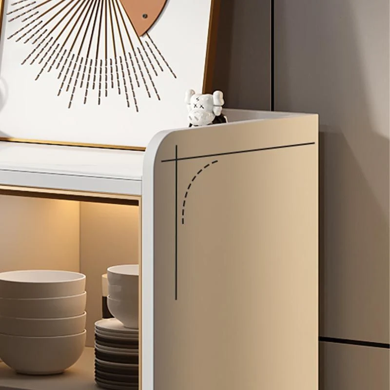 Servidor de comedor con encimera de vidrio contemporáneo Servidor de madera fabricado sin lámpara Gris Clearhalo