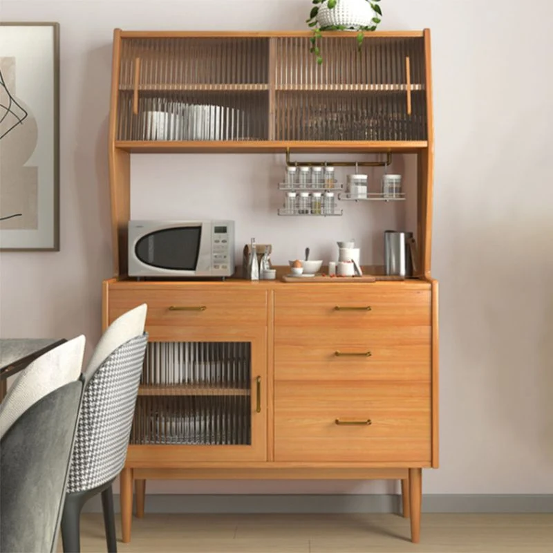 Servidor de comedor contemporáneo con puertas correderas Servidor de buffet de madera maciza Clearhalo