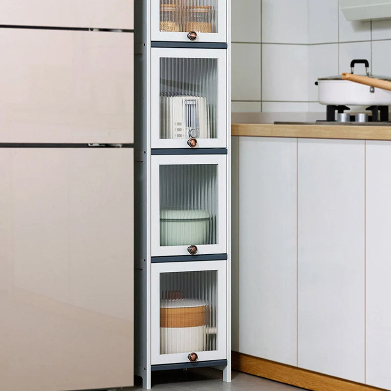 Servidor de comedor de estilo moderno Servidor de comedor de madera blanca con puertas acrílicas Clearhalo