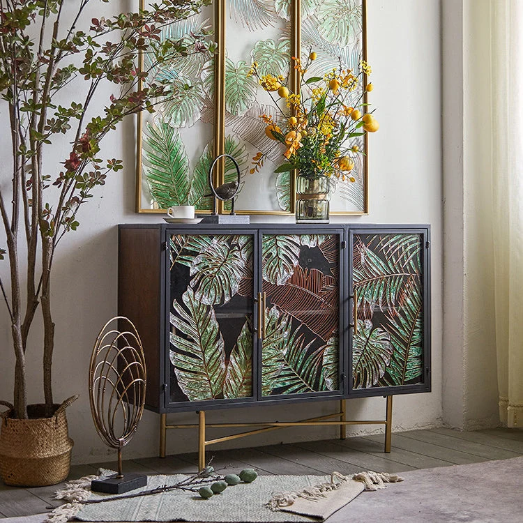 Servidor de comedor de madera de ingenierí, servidor de buffet contemporáneo para cocina Clearhalo