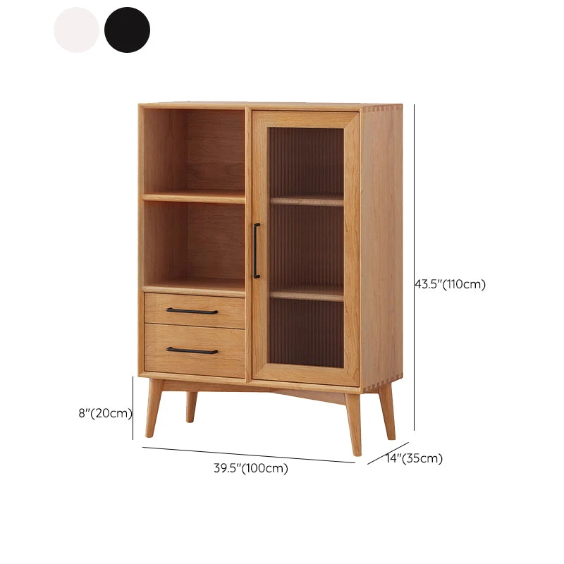 Servidor de comedor de madera maciza con puertas de vidrio Servidor de buffet moderno Madera Clearhalo