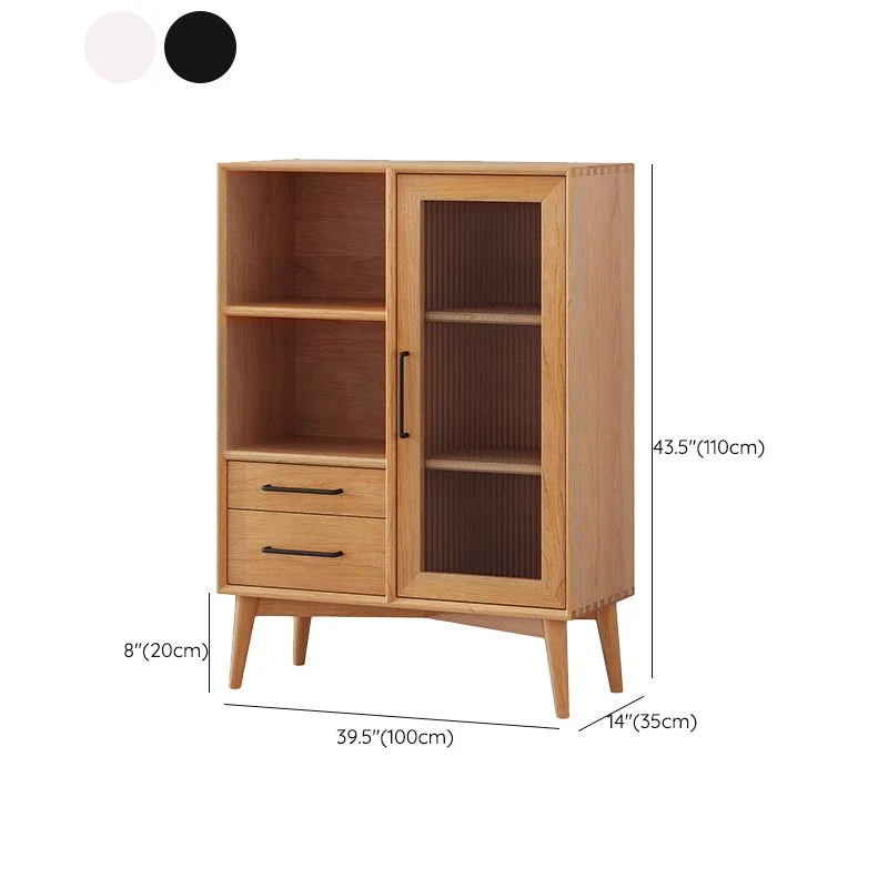 Servidor de comedor de madera maciza con puertas de vidrio Servidor de buffet moderno Madera Clearhalo