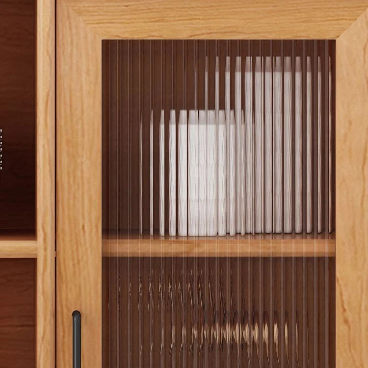 Servidor de comedor de madera maciza con puertas de vidrio Servidor de buffet moderno Madera Clearhalo