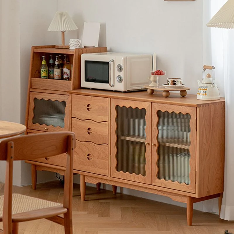 Servidor de comedor de madera maciza de pino con cajones Mesa buffet contemporánea Madera Clearhalo