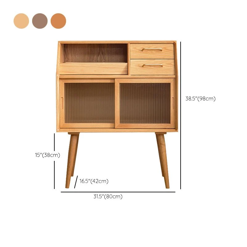 Servidor de comedor de madera maciza de pino con cajones Servidor de buffet contemporáneo de 31,5"L Nuez Clearhalo