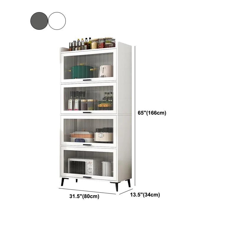 Servidor de comedor de madera Servidor moderno con puertas de vidrio para sala de estar Gris Clearhalo