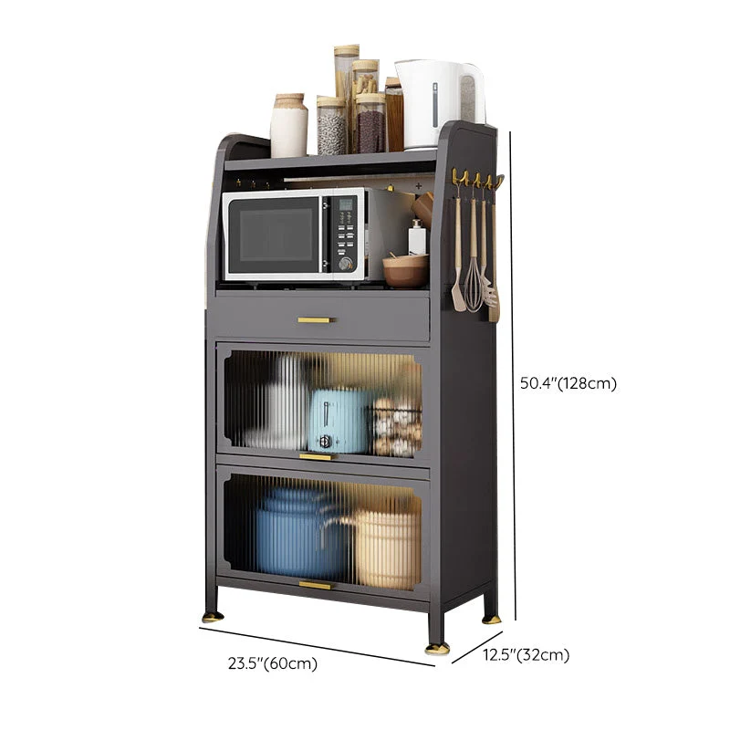 Servidor de comedor de metal contemporáneo Servidor buffet negro para cocina Clearhalo