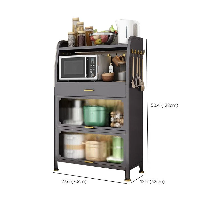 Servidor de comedor de metal negro, servidor de buffet contemporáneo para cocina Clearhalo