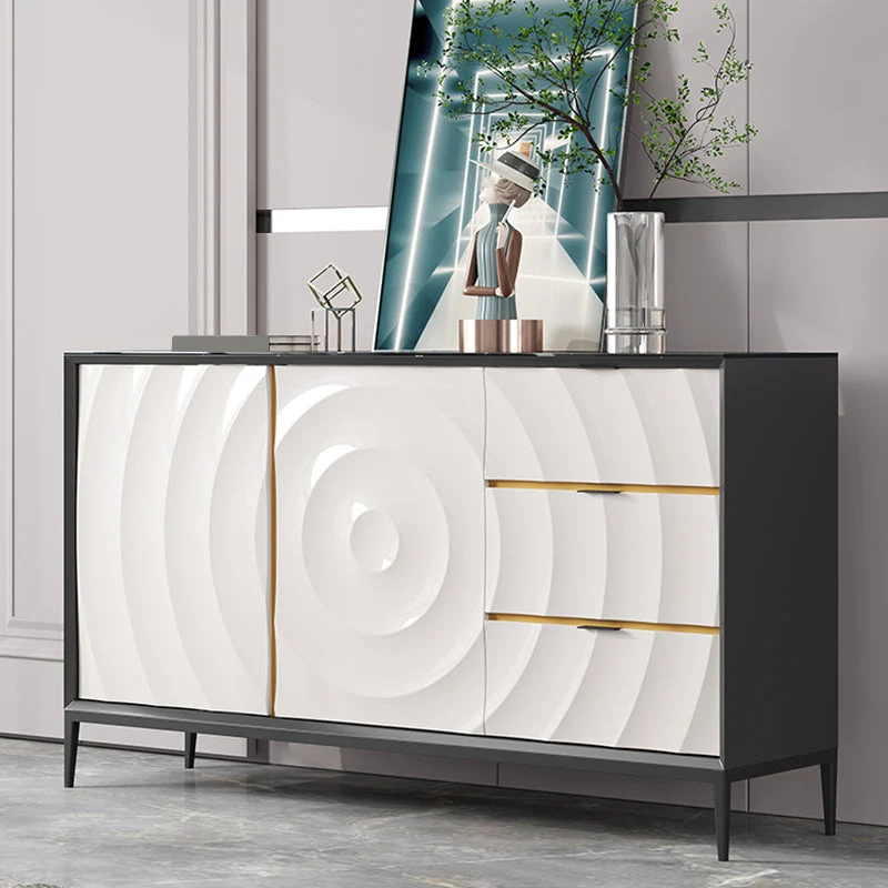 Servidor de comedor de piedra y madera con cajones Mesa aparador moderna Clearhalo