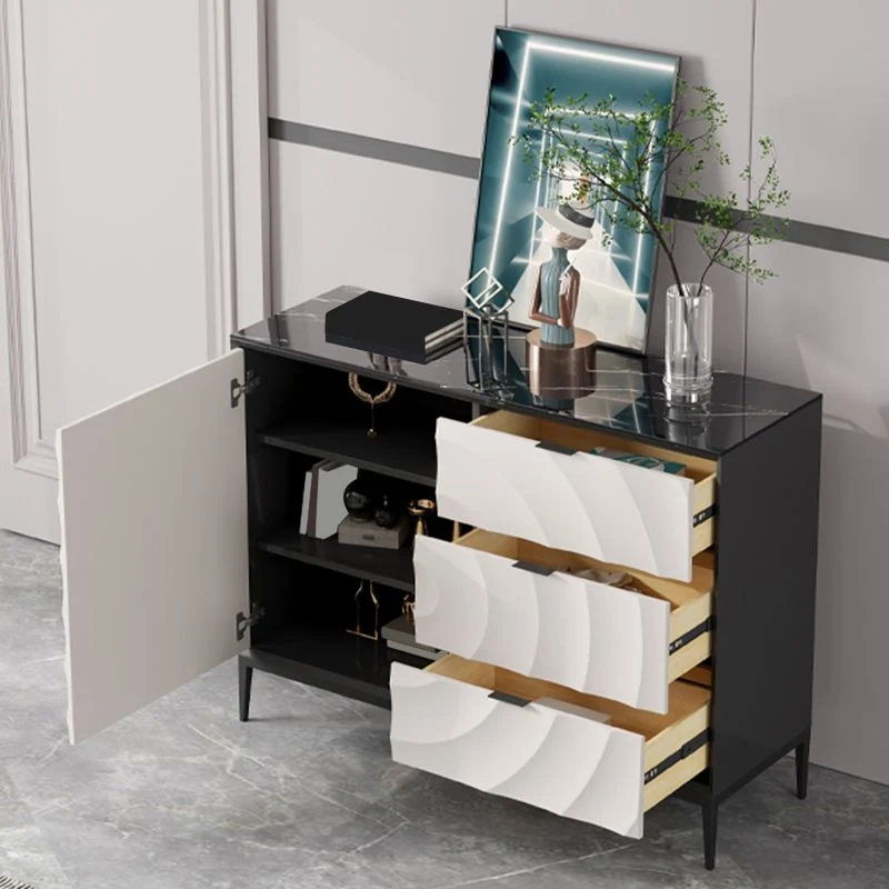 Servidor de comedor de piedra y madera con cajones Mesa aparador moderna Clearhalo