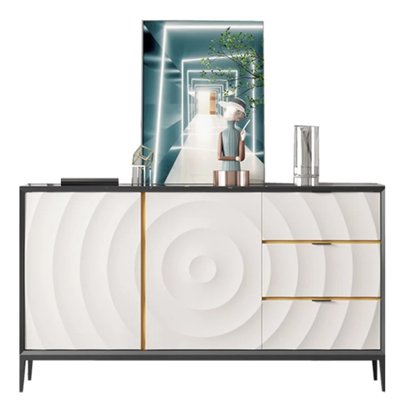 Servidor de comedor de piedra y madera con cajones Mesa aparador moderna Clearhalo