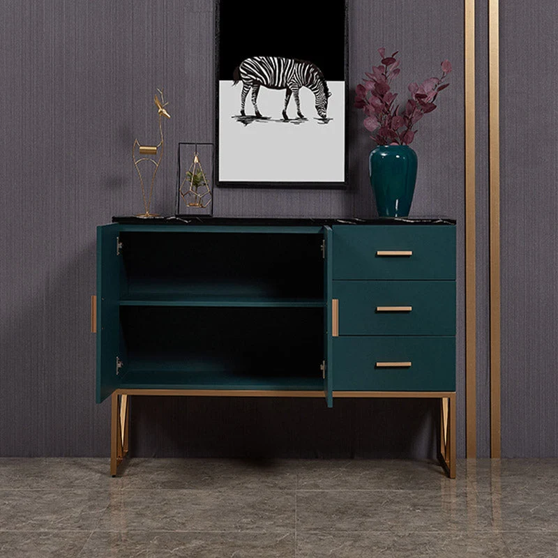 Servidor de comedor verde de mármol sintético con cajones Buffet de comedor moderno Clearhalo
