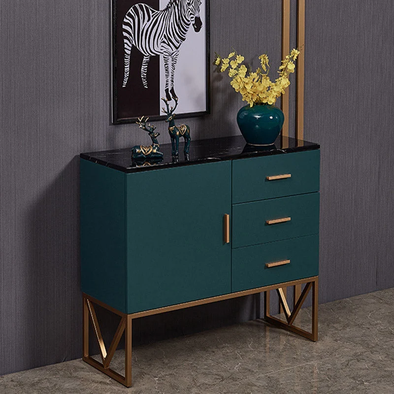 Servidor de comedor verde de mármol sintético con cajones Buffet de comedor moderno Clearhalo
