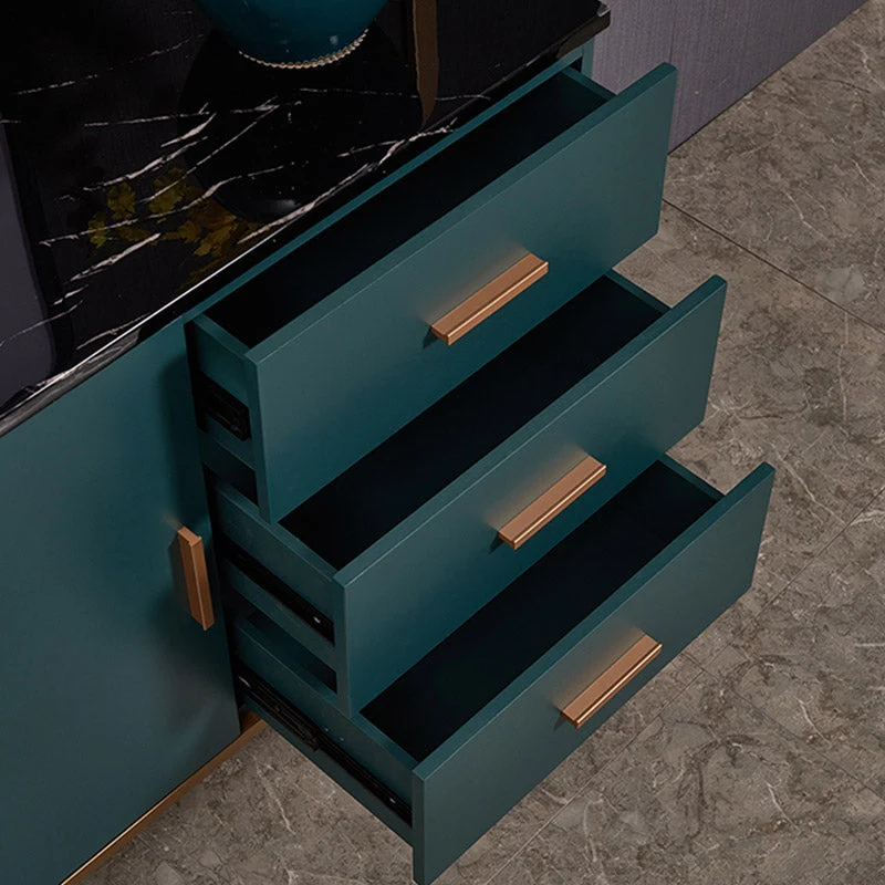 Servidor de comedor verde de mármol sintético con cajones Buffet de comedor moderno Clearhalo