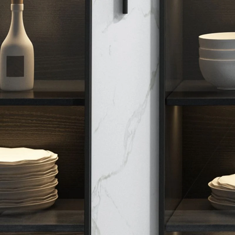 Servidor contemporáneo con aparador de 2 cajones con acabado metálico y luces LED Clearhalo