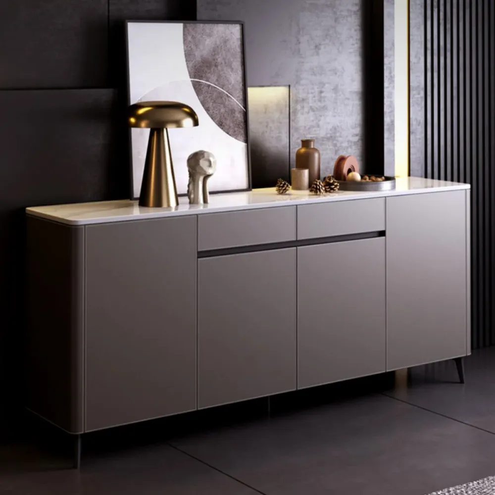 Servidor moderno y contemporáneo Stone Credenza con gabinetes y cajones Clearhalo