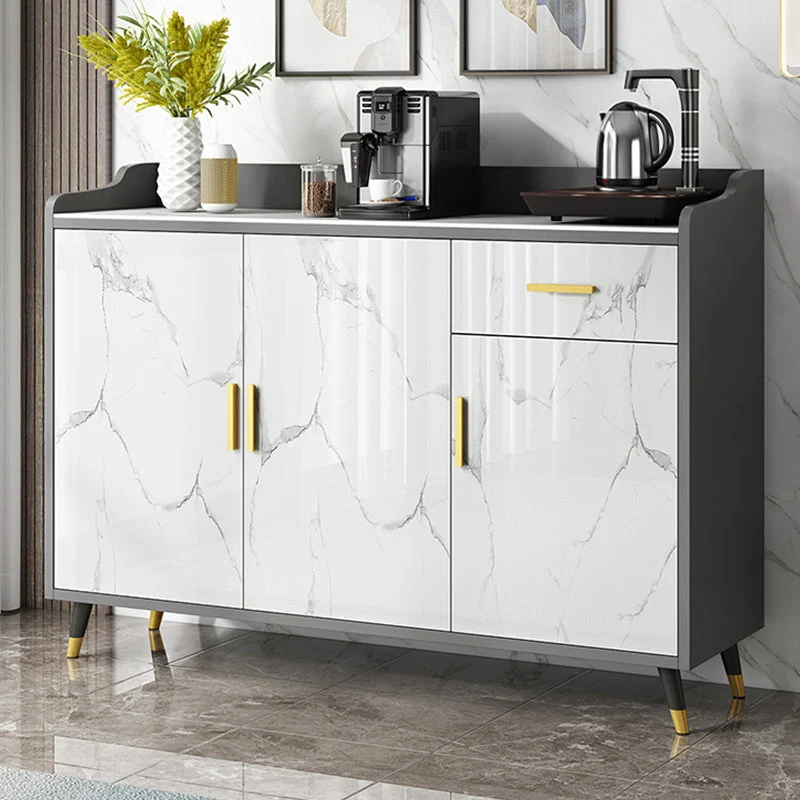 Servidor de piedra Credenza moderno y contemporáneo con gabinetes y cajones Gris Clearhalo