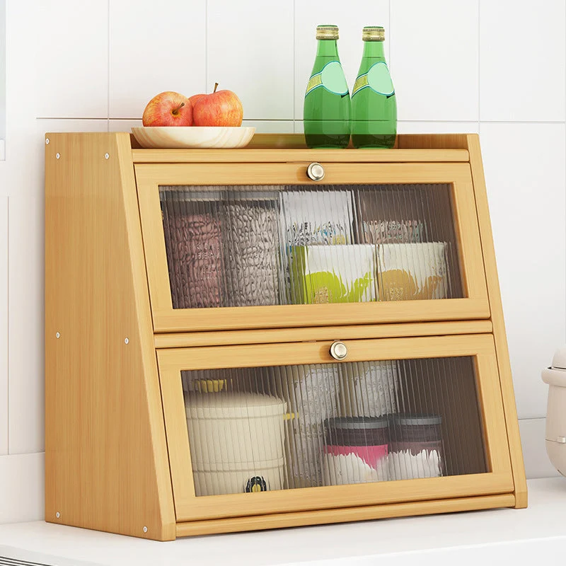 Servidor de puerta de acrílico visible Servidor de cena de bambú para uso en cocina Naturales Clearhalo