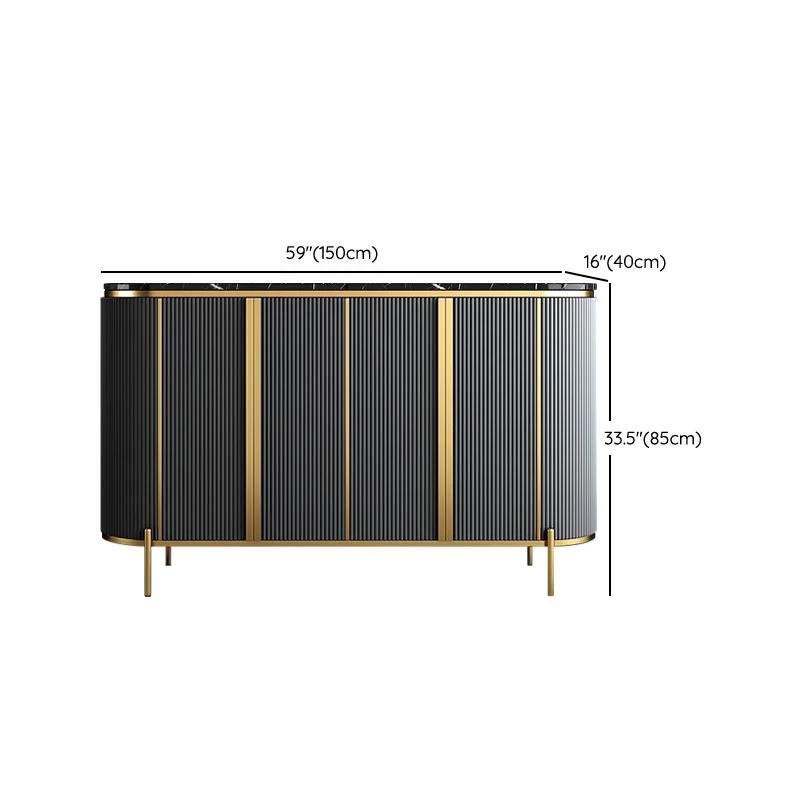 Soporte buffet de piedra Credenza estilo Glam con gabinetes y cajones Gris Clearhalo