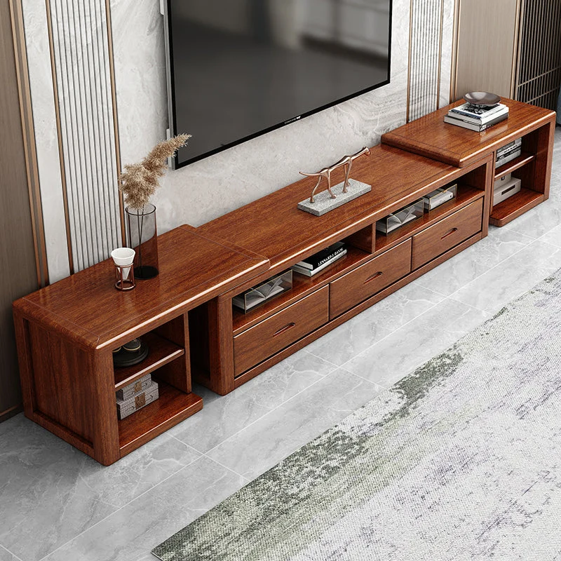 Soporte de TV de estilo tradicional, consola de TV marrón con cajones para sala de estar Clearhalo