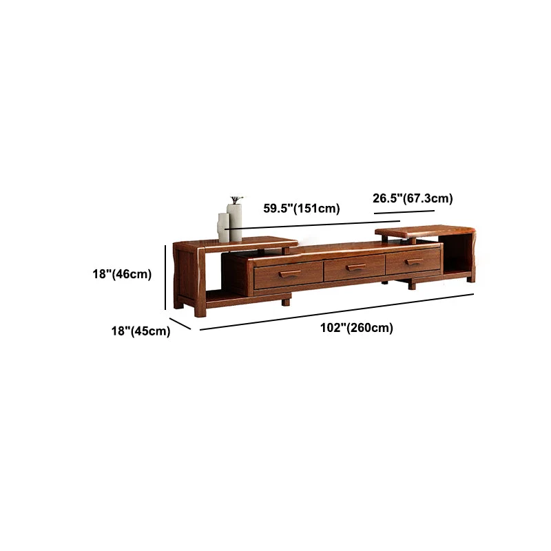 Soporte de TV de estilo tradicional, consola de TV marrón con cajones para sala de estar Clearhalo