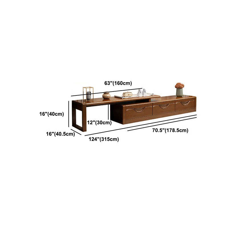 Soporte de TV de estilo tradicional, consola de TV marrón con cajones para sala de estar Clearhalo