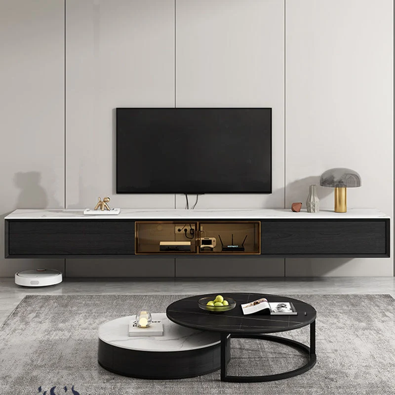 Soporte flotante para medios de TV con cajones Consola de TV contemporánea Clearhalo