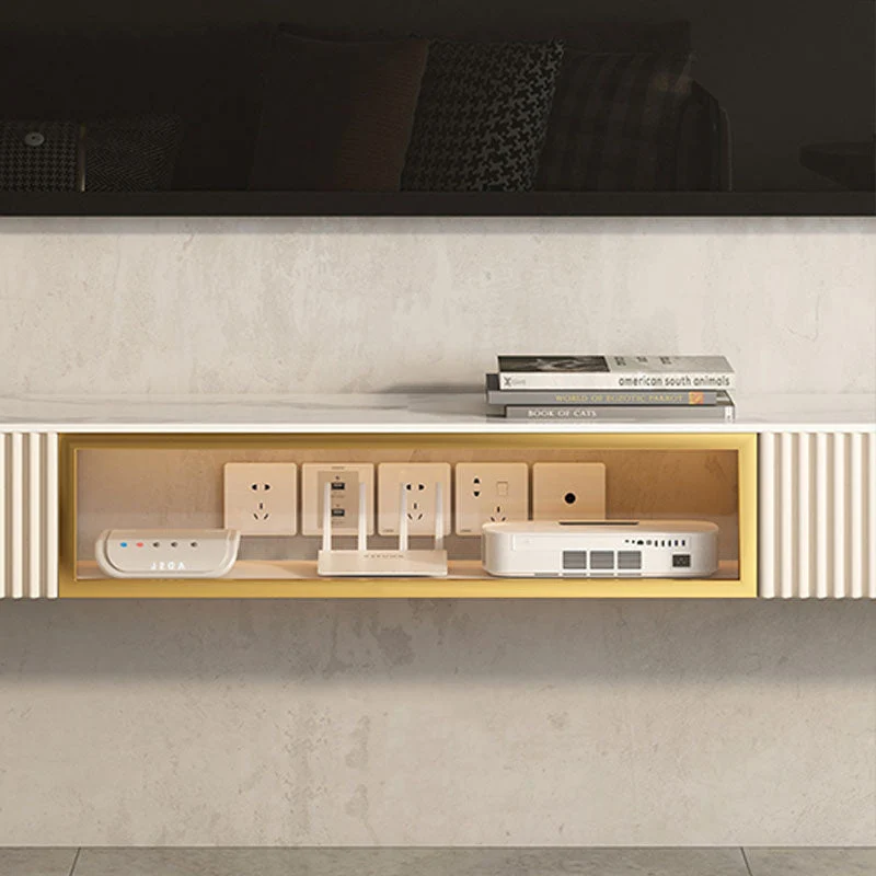 Soporte flotante para medios de TV Consola multimedia de TV contemporánea con cajones Clearhalo