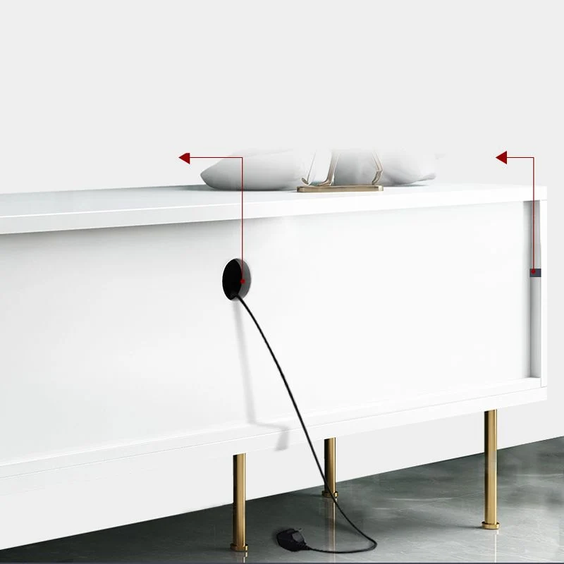 Soporte de TV de madera moderno, consola de TV de almacenamiento cerrada blanca con puerta corredera Blanco Clearhalo