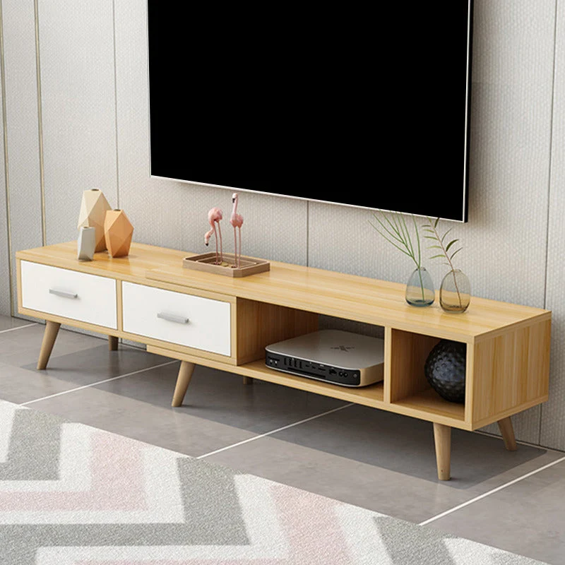 Soporte de madera para TV de estilo escandinavo, soporte de almacenamiento cerrado, consola con cajones Madera Clearhalo