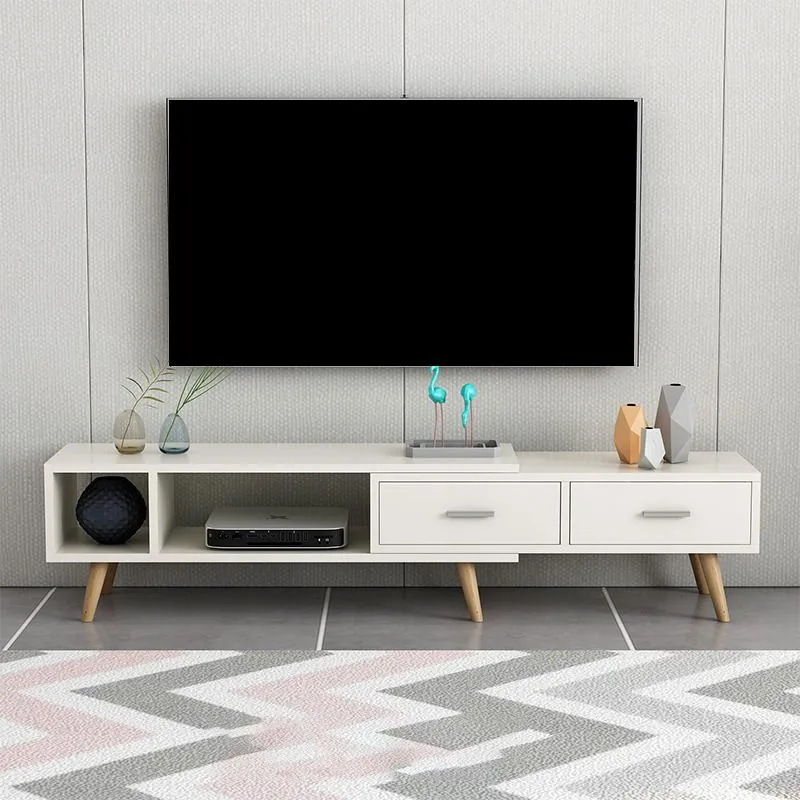 Soporte de madera para TV de estilo escandinavo, soporte de almacenamiento cerrado, consola con cajones Madera Clearhalo