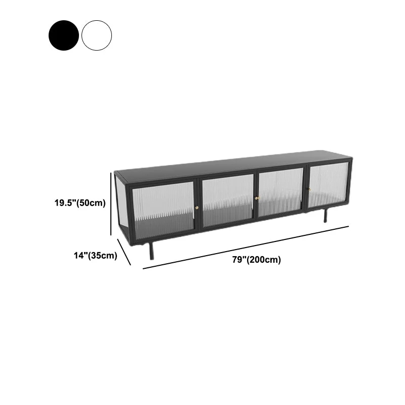 Soporte de TV de metal industrial, consola cerrada con puertas y soporte para TV Storagee Negro Clearhalo