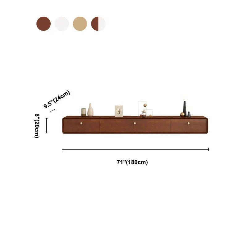 Soporte moderno para TV de madera maciza, consola para TV montada en la pared con cajones y puertas Nogal Clearhalo