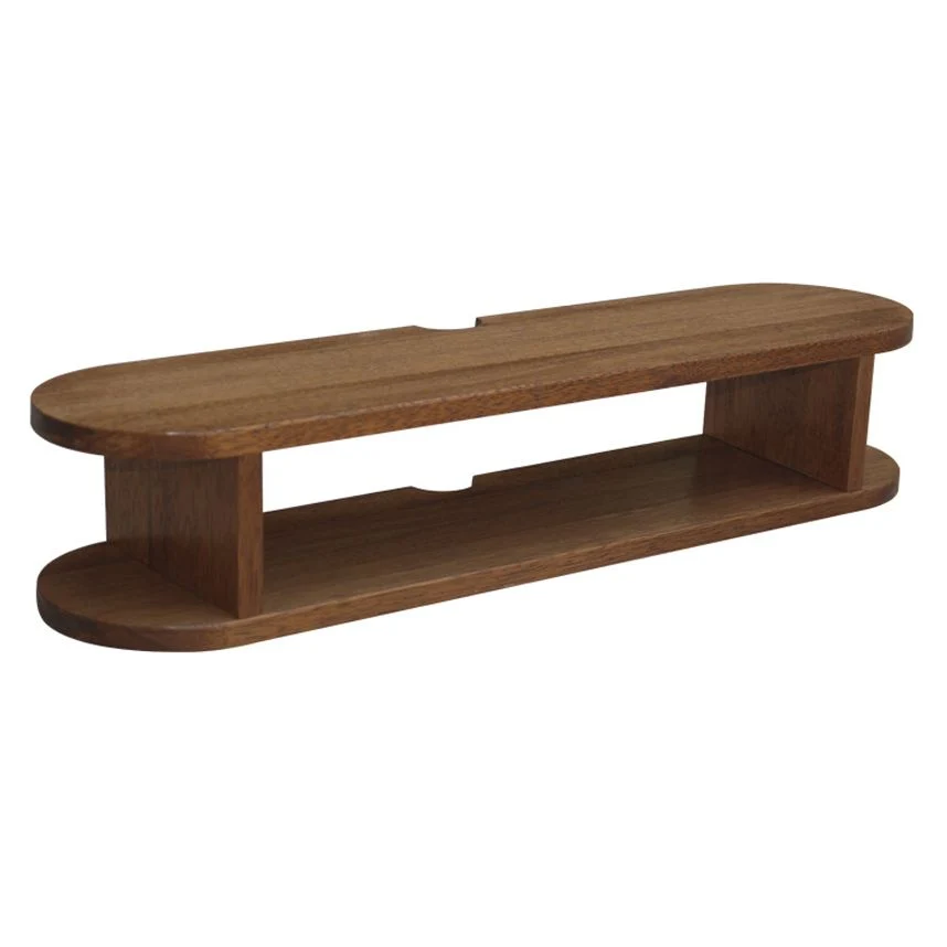 Soporte multimedia de pared con acabado mate y estantes Consola de TV escandinava de madera maciza Nuez Clearhalo