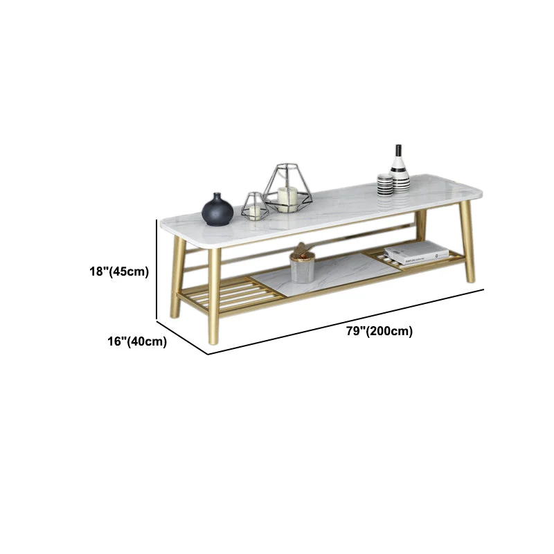 Soporte para TV de 15,75 pulgadas de ancho, consola de TV con almacenamiento abierto estilo Glam con 2 estantes para sala...