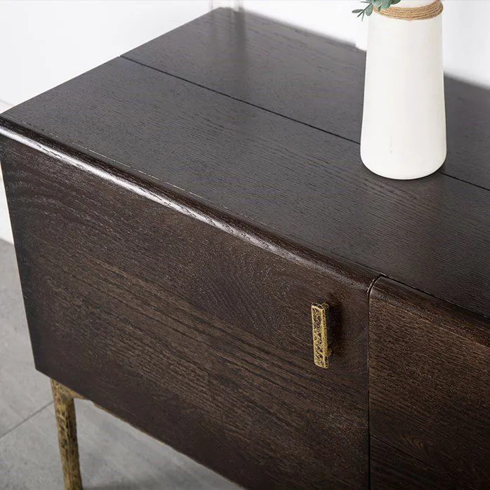 Soporte para TV de 15,75 pulgadas de ancho, consola de TV marrón de madera maciza de estilo industrial con cajón Clearhalo
