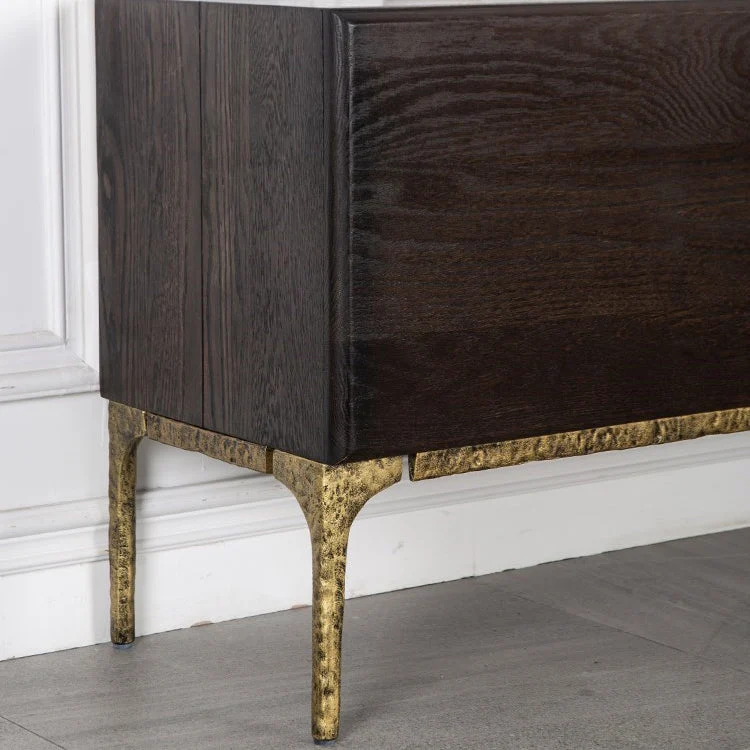 Soporte para TV de 15,75 pulgadas de ancho, consola de TV marrón de madera maciza de estilo industrial con cajón Clearhalo