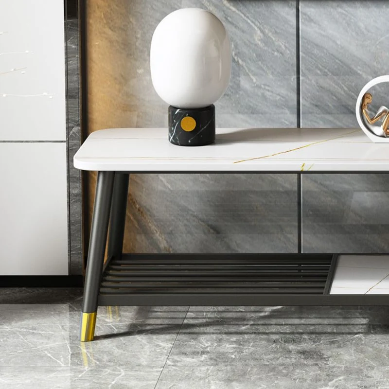 Soporte para TV de 17,72 pulgadas de alto, consola para TV con almacenamiento abierto estilo Glam, color blanco, con 2 est...
