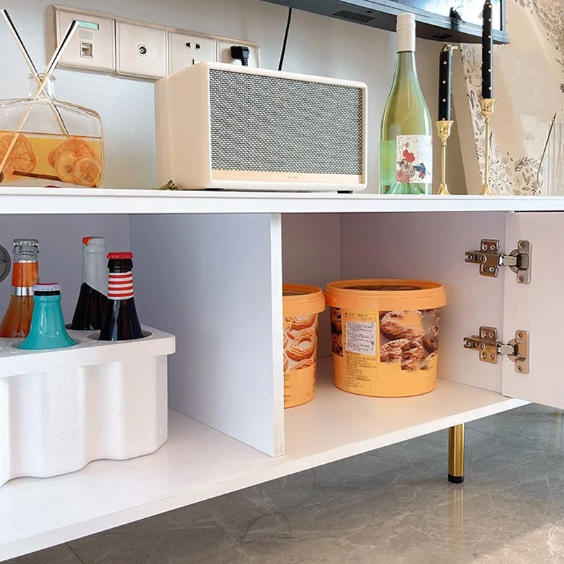 Soporte para TV de 17,72 pulgadas de alto, consola de TV blanca estilo Glam con 4 cajones para sala de estar Clearhalo