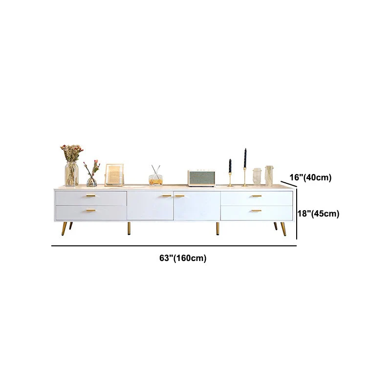 Soporte para TV de 17,72 pulgadas de alto, consola de TV blanca estilo Glam con 4 cajones para sala de estar Clearhalo