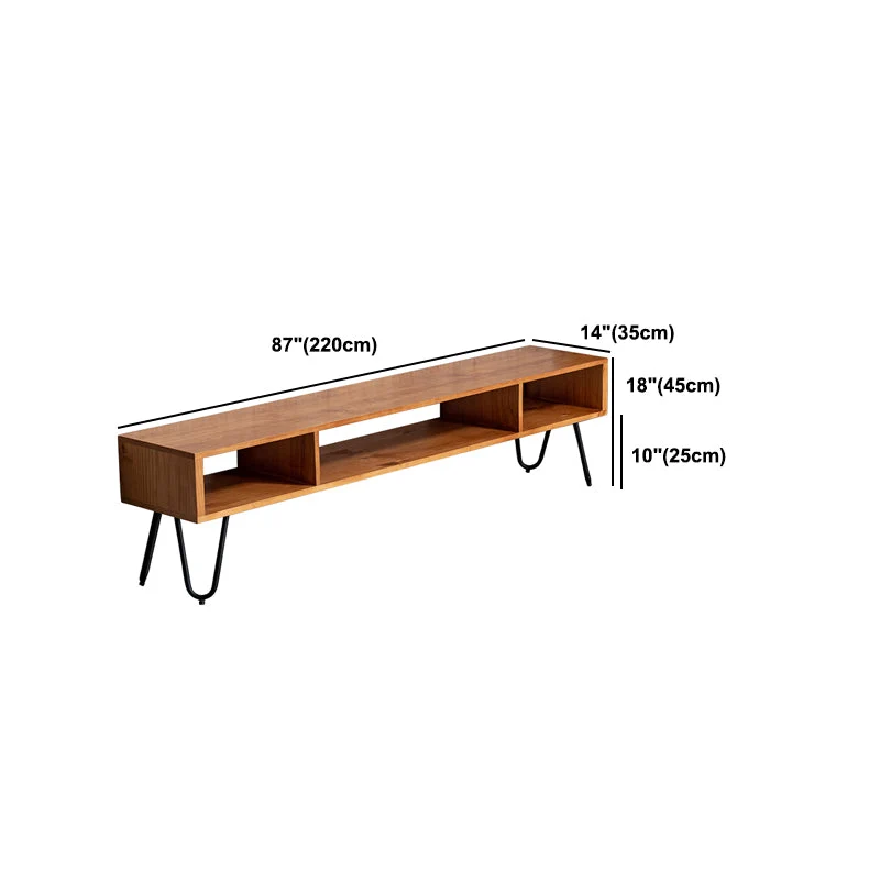 Soporte para TV de 17,72 pulgadas de alto, estilo escandinavo, consola de TV con almacenamiento abierto marrón para sala d...