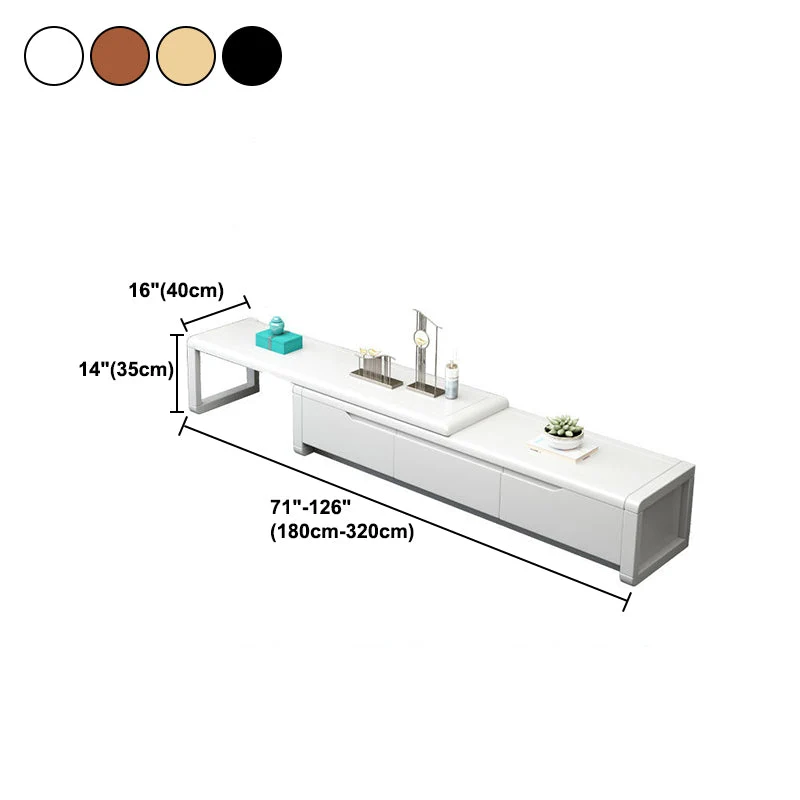 Soporte para TV de 14" H Consola de TV con almacenamiento cerrado ajustable de madera maciza con 3 cajones Madera Clearhalo