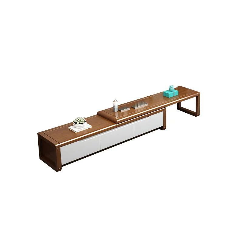 Soporte para TV de 14" H Consola de TV con almacenamiento cerrado ajustable de madera maciza con 3 cajones Madera Clearhalo