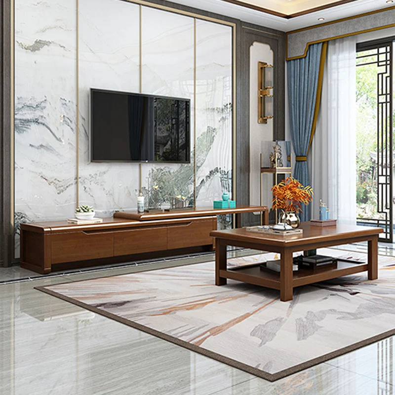 Soporte para TV de 14" H Consola de TV con almacenamiento cerrado ajustable de madera maciza con 3 cajones Madera Clearhalo