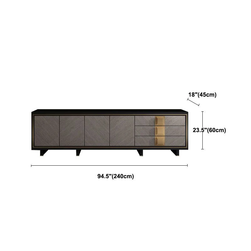 Soporte para TV contemporáneo con cajones Soporte para medios de TV con almacenamiento cerrado Clearhalo