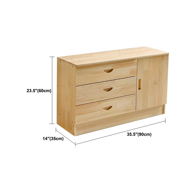 Soporte para TV de estilo escandinavo Consola de TV con almacenamiento cerrado abierto de madera de pino Naturales Clearhalo