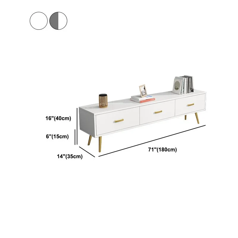 Soporte para TV estilo Glam, consola de TV con almacenamiento cerrado de madera y gabinete Blanco Clearhalo