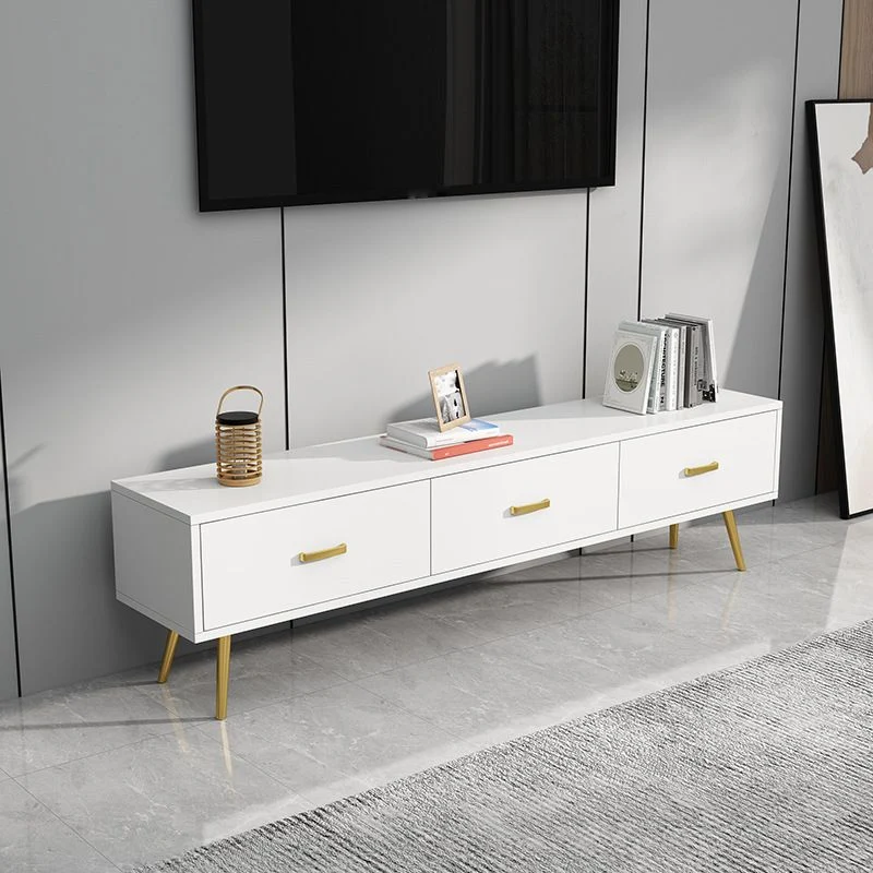 Soporte para TV estilo Glam, consola de TV con almacenamiento cerrado de madera y gabinete Blanco Clearhalo